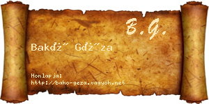 Bakó Géza névjegykártya