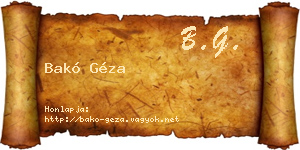Bakó Géza névjegykártya