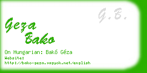 geza bako business card