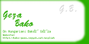 geza bako business card